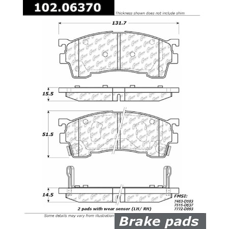 Centric Parts CTEK Brake Pads, 102.06370 102.06370